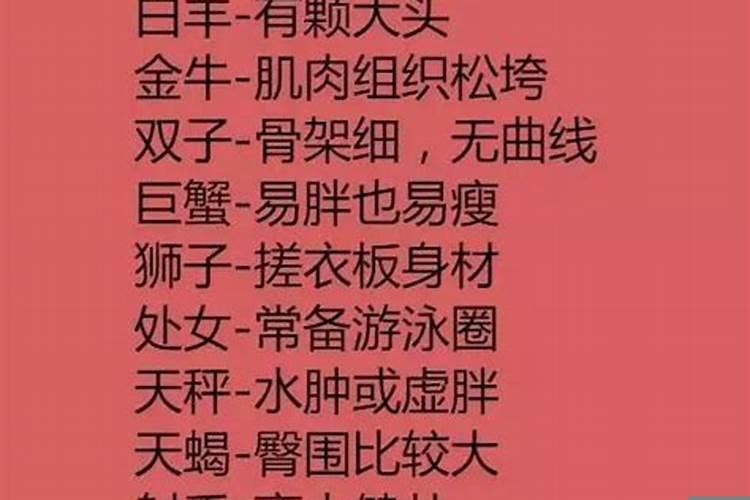 12星座男身材特点