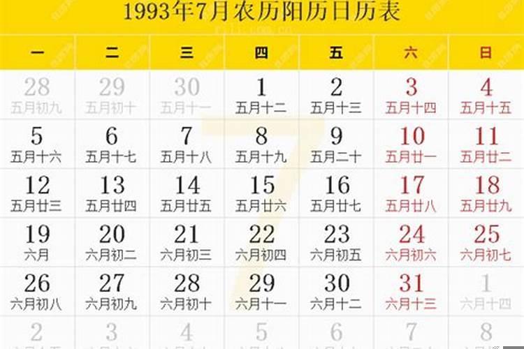 1993年农历7月25日八字