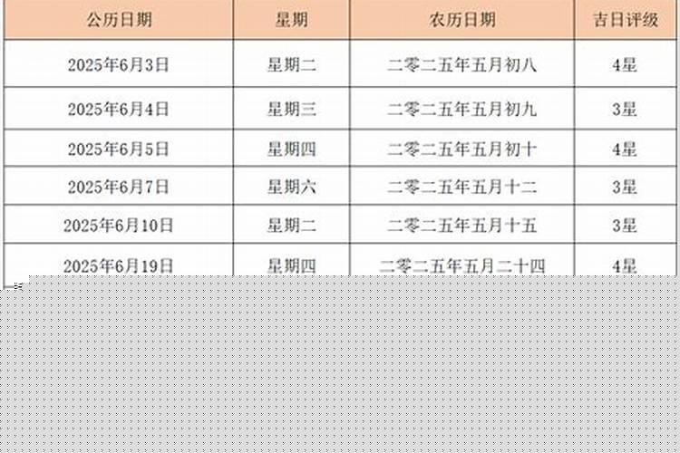 2016年6月结婚吉日