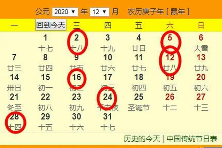 2020年结婚12月份结婚的吉日