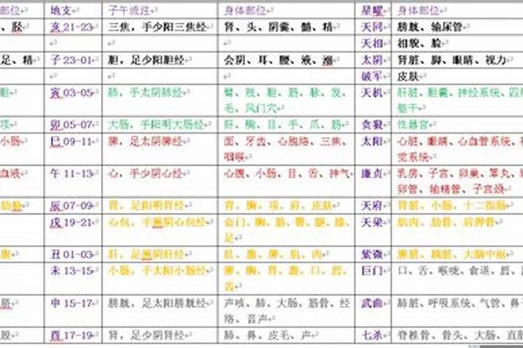 人体五行对应关系部位