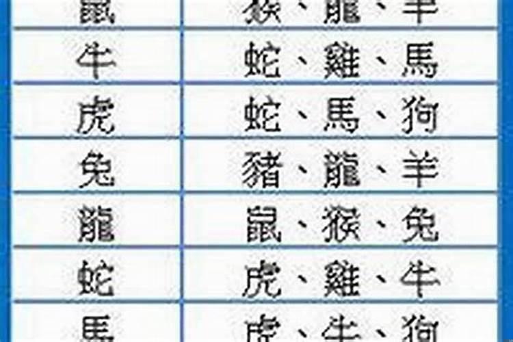 十二生肖姻缘表